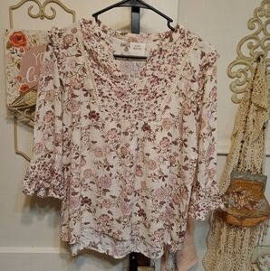Knox Rose Floral Print Peasant Top